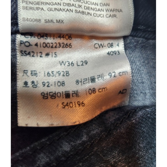 Levi's 511 Jeans Mens 36x29 Black Denim Slim Fit Stretch Charcoal Wash Red Tab - Picture 10 of 16